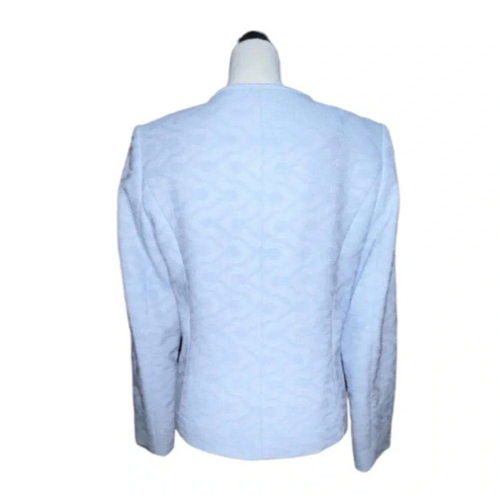 KARL LAGERFELD PARIS WOMEN’S BLUE ZIPPER BLAZER SUIT JACKET - Picture 4 of 9